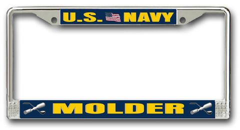 Navy Molder ML Chrome License Plate Frame