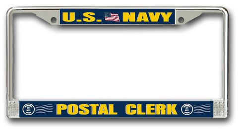 Navy Postal Clerk PC Chrome License Plate Frame