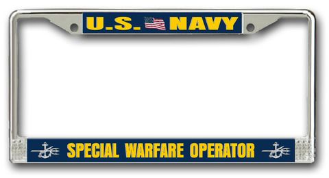Navy Special Warfare Operator SO Chrome License Plate Frame