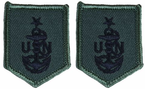 Navy Sr Chief (E8) Rank Insignia Collar Device Subdued (Pair) Patch