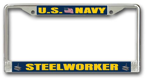 Navy Steelworker SW Chrome License Plate Frame