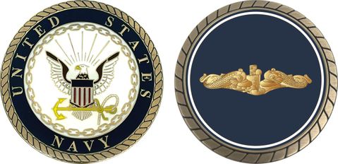 Navy Submarine Gold Officer Dolphins Insignia Challenge Coin