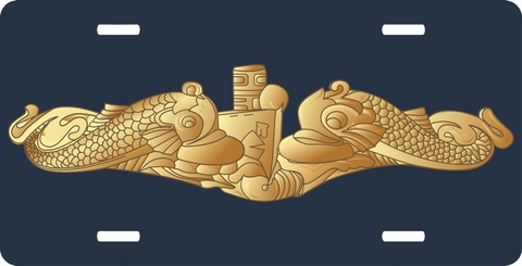 Navy Submarine Gold Officer Dolphins Insignia License Plate