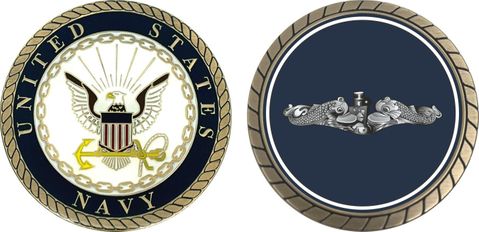 Navy Submarine Silver Dolphins Insignia Challenge Coin