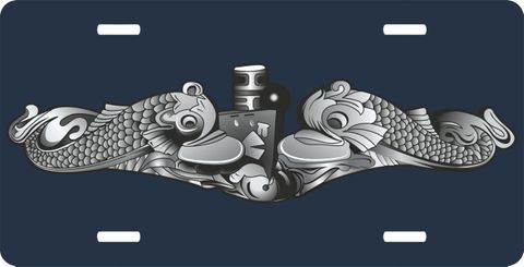 Navy Submarine Silver Dolphins Insignia License Plate