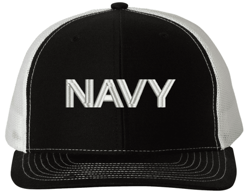 Navy Text Only USA Mesh-Back Cap