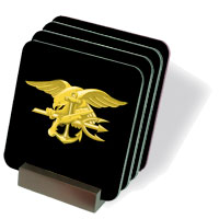 Navy Trident Seal Coasters - Set of 4