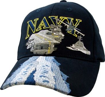 Navy USN with Aircraft Carrier Embroidered Ball Cap