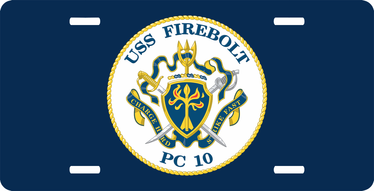 Navy USS Firebolt PC10 License Plate