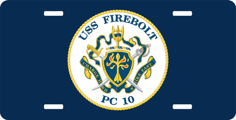 Navy USS Firebolt PC-10 License Plate