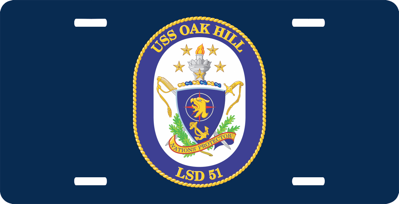 Navy USS Oak Hill LSD51 License Plate