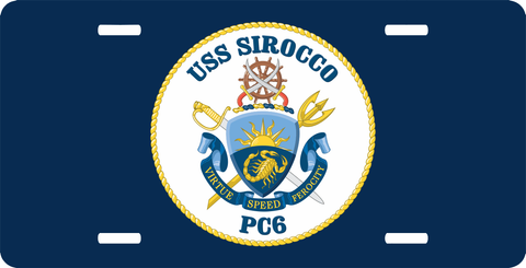 Navy USS Sirocco PC-6 License Plate