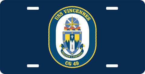 Navy USS Vincennes CG-49 License Plate