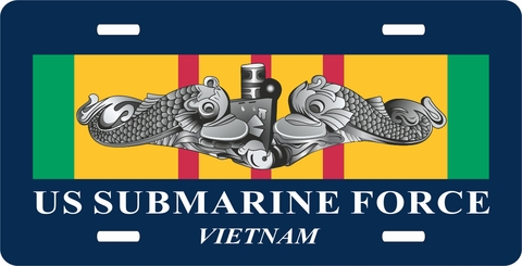 Navy Vietnam Service Ribbon With Silver Dolphins License Plate