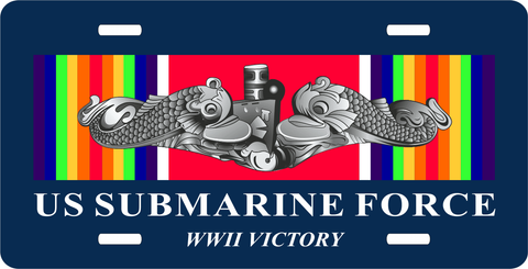 Navy World World Two Ribbon With Silver Dolphins License Plate