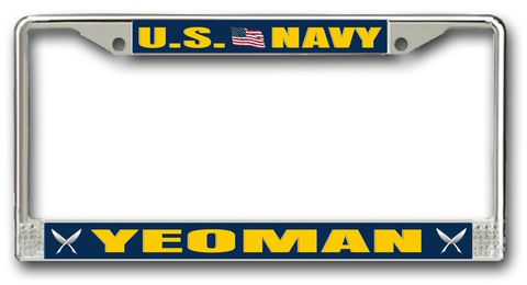 Navy Yeoman YN Chrome License Plate Frame