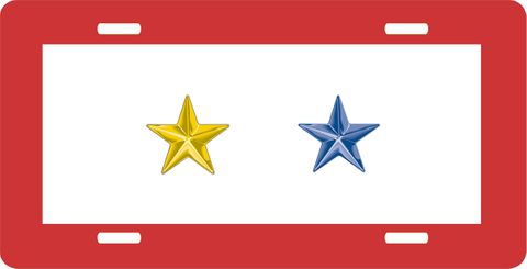 One Gold Star and One Blue Star License Plate
