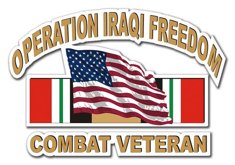 Operation Iraqi Freedom Sticker Combat Veteran With American Flag Decal Sticker