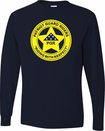 Patriot Guard Riders Concho Printed Long-Sleeve Navy Blue T-Shirt w/ "Patriot Guard Riders" Left Sleeve