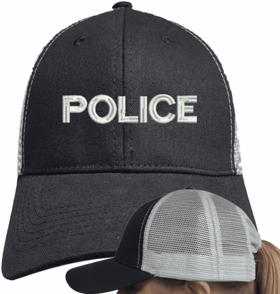 Police Text Only Mesh-Back Ponytail Cap