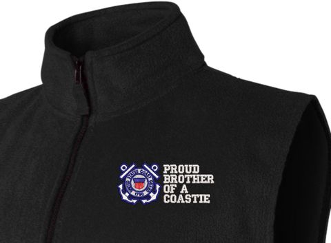 Proud Brother of a Coastie U.S. Coast Guard Full Zip Fleece Vest