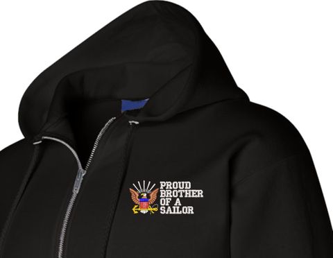 Proud Brother of a Sailor U.S. Navy Full Zip Hoodie