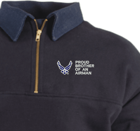 Proud Brother of an Airman U.S. Air Force Game Sportswear Firefighters Quarter-Zip Work Shirt