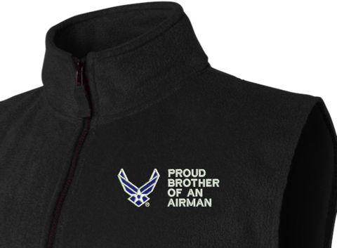 Proud Brother of an Airman U.S. Air Force Full Zip Fleece Vest