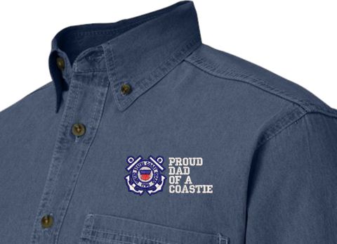 Proud Dad of a Coastie U.S. Coast Guard Denim Shirt