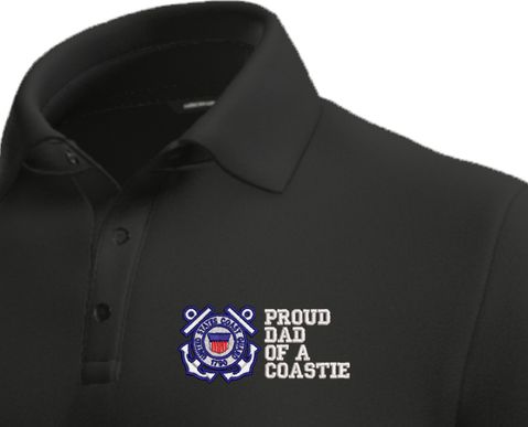 Proud Dad of a Coastie U.S. Coast Guard Moisture Wicking Polo