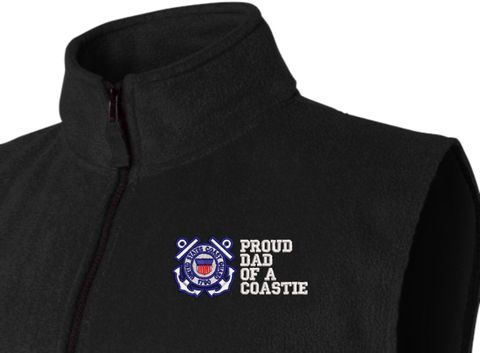 Proud Dad of a Coastie U.S. Coast Guard Full Zip Fleece Vest