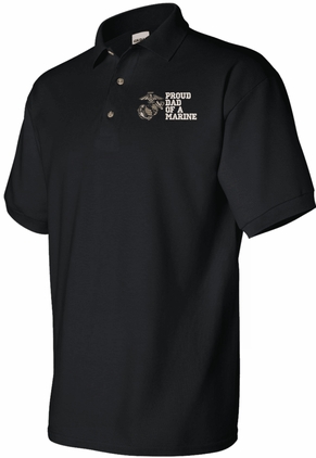 Proud Dad of a Marine Black 50/50 Polo 2X-Large