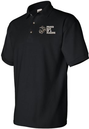 Proud Dad of a Marine Black 50/50 Polo 2X-Large