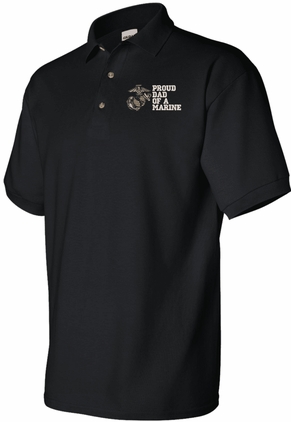 Proud Dad of a Marine Black 50/50 Polo 2X-Large