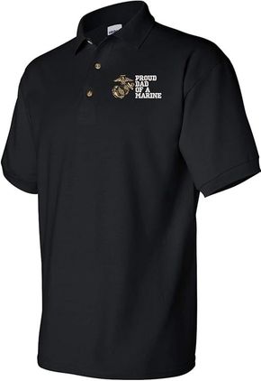 Proud Dad of a Marine Black 50/50 Polo X-Large
