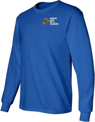 Proud Dad of a Marine Royal Blue Long Sleeve T-Shirt Large