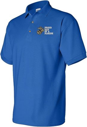 Proud Dad of a Marine Royal Blue Polo Medium