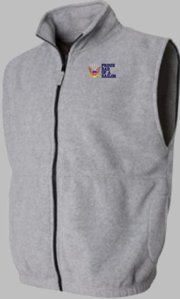 Proud Dad of a Sailor U.S. Navy Full Zip Fleece Vest