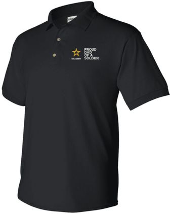 Proud Dad of a Soldier Black 50/50 Polo Large