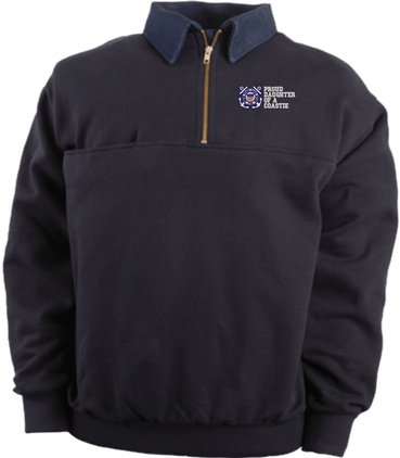 Proud Daughter of a Coastie U.S. Coast Guard Game Sportswear Firefighters Quarter-Zip Work Shirt