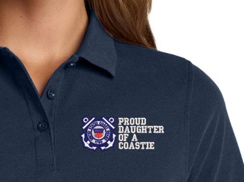 Proud Daughter of a Coastie U.S. Coast Guard Women's Stain-Release Polo