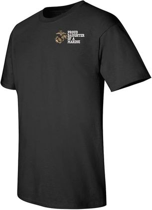 Proud Daughter of a Marine Black Short Sleeve T-Shirt Large
