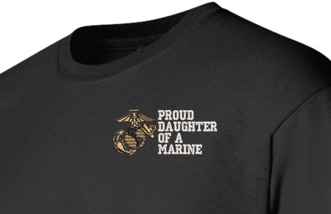Proud Daughter of a Marine U.S. Marine Corps Embroidered Long Sleeve T-Shirt