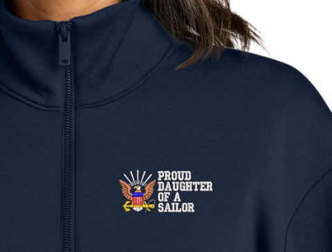Proud Daughter of a Sailor U.S. Navy Women's Soft Spacer Quarter-Zip