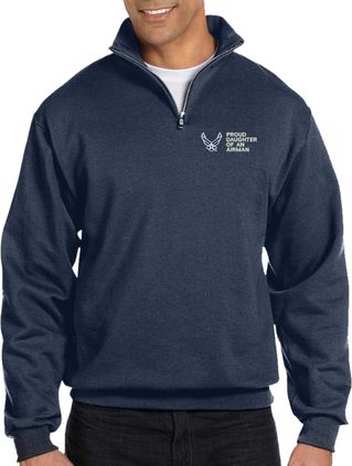 Proud Daughter of an Airman U.S. Air Force Embroidered Quarter-Zip Pullover