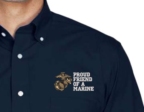 Proud Friend of a Marine U.S. Marine Corps Embroidered Dress Shirt