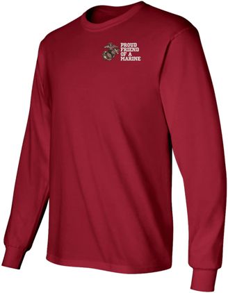 Proud Friend of a Marine USMC Cardinal Red Long Sleeve T-Shirt 3X-Large
