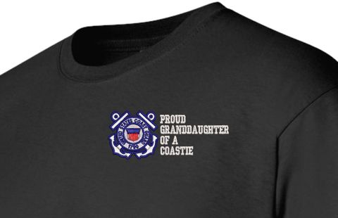 Proud Grandaughter of a Coastie U.S. Coast Guard Embroidered Long Sleeve T-Shirt