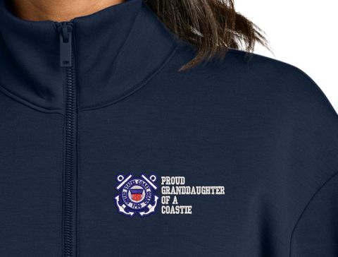 Proud Grandaughter of a Coastie U.S. Coast Guard Women's Soft Spacer Quarter-Zip