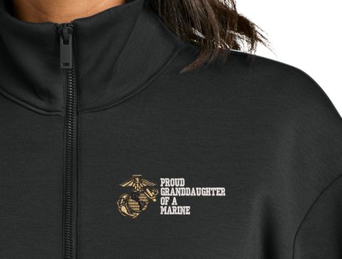 Proud Grandaughter of a Marine U.S. Marine Corps Women's Soft Spacer Quarter-Zip